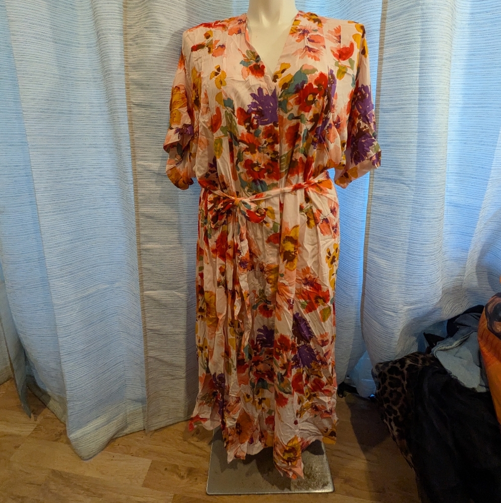 H&M Orange Red Kaftan Style Dress